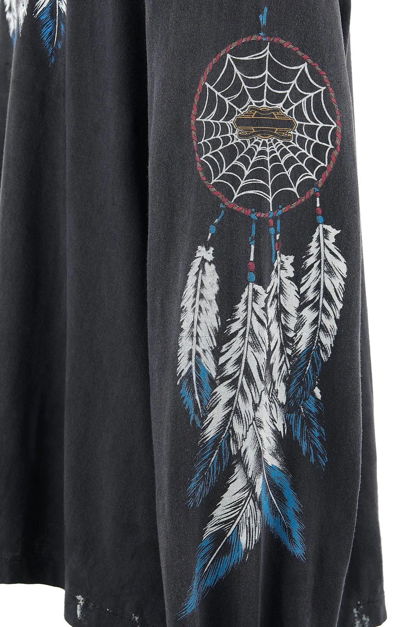 SAINT Mxxxxxx x TEFLON DISCO SAINT DISCO ML_LS TEE/BLK Eagle Feather Spider Web Distressed Long Sleeve S-XL Ready-to-wear Assute dyeing, water spray fading treatment, customized TEFLON DISCO co-branded accessories, hand-splashed ink, wormhole fraying treatment, genuine level printing process
